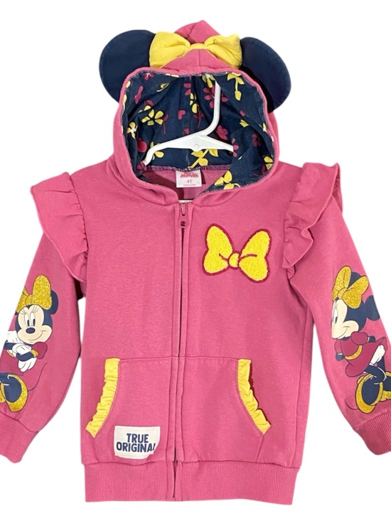 Disney Junior Other - Disney Junior Minnie Mouse Pink Ruffle Zip Up Sweatshirt With Ears Size 4T